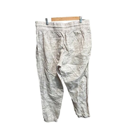 Athleta Beige Camo Print Cabo Tide Linen Jogger Women's Pants Size 14 - Picture 2 of 5